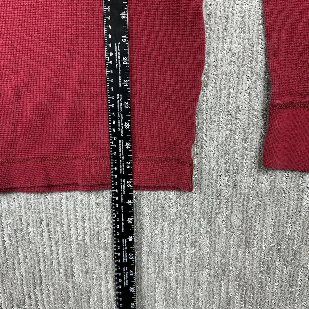 Hollister Mens Long Sleeve Thermal‎ Waffle Knit Shirt Red Logo Malibu Size Large